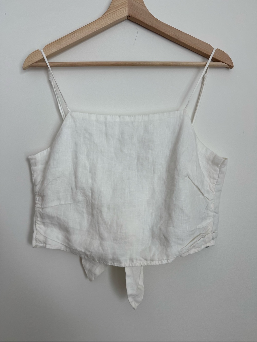 H&M White Linen Tie-Back Cami